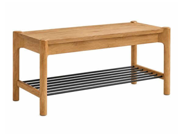 Półka na buty dębowa Daverna 83 cm z metalowymi szczeblami w kolorze naturalnego dębu – zdjęcie produktu na białym tle