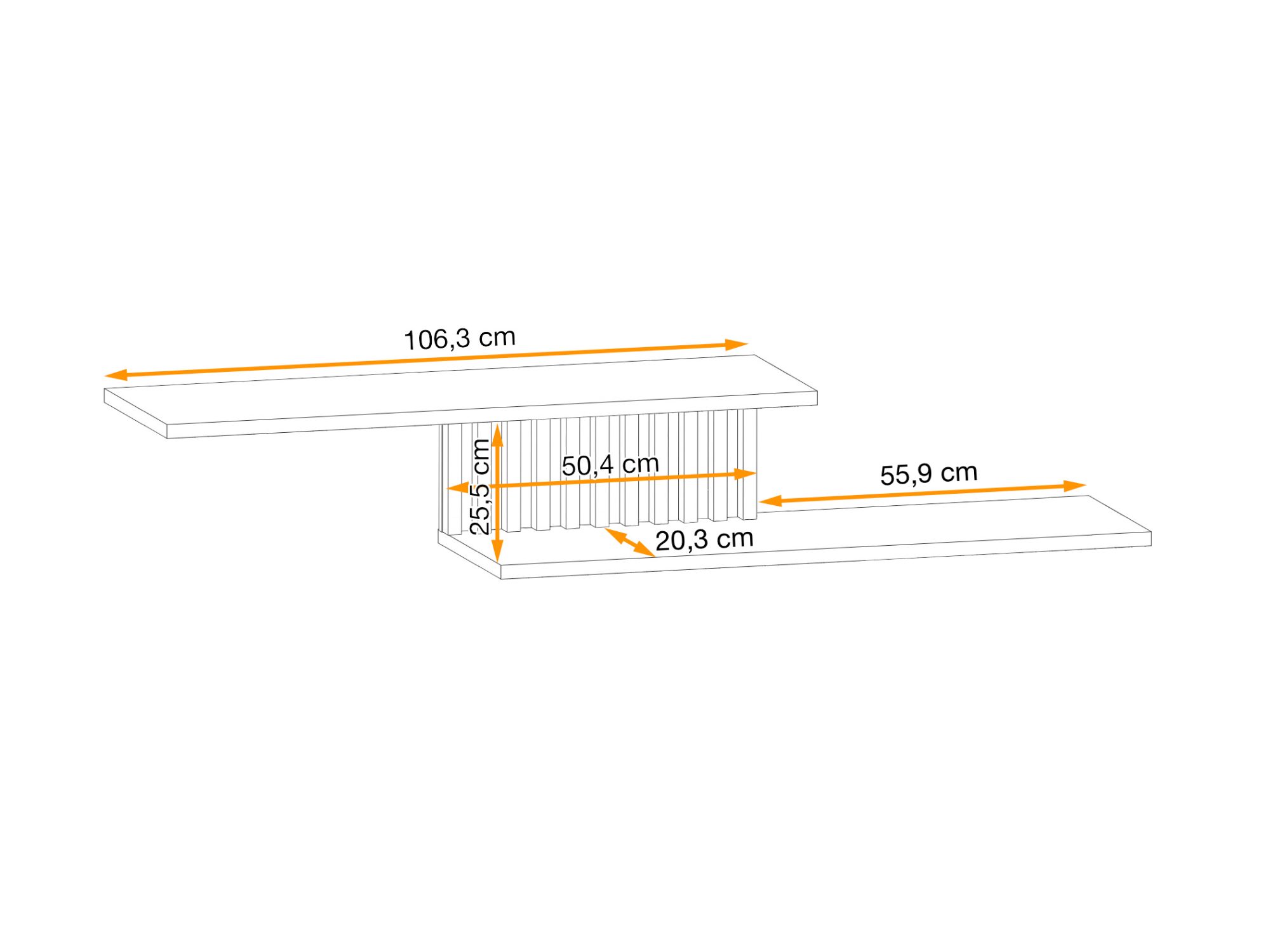 Półka Raventino 160 cm rysunek wymiarowy