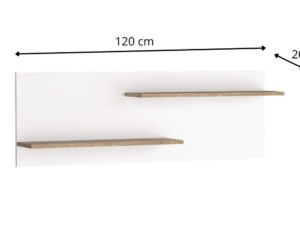 Miniaturka 1 - Półka ścienna Nalvio 120 cm z linią wymiarową na białym tle
