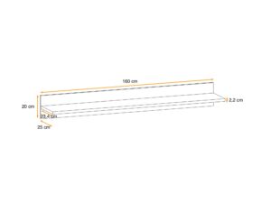Miniaturka 1 - Wymiary – Półka ścienna zestaw 2 półek Bolvano 160 cm Perla Gray Riviera