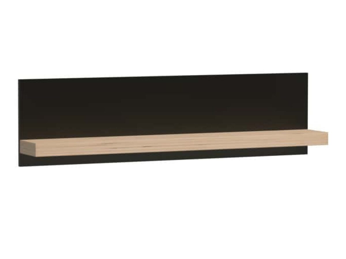 Półka wisząca z czarnym panelem Sorenta 120 cm dąb artisan