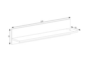 Miniaturka 1 - Półka wisząca Sorenta 120 cm, rysunek wysokości 32 cm i głębokości 18 cm