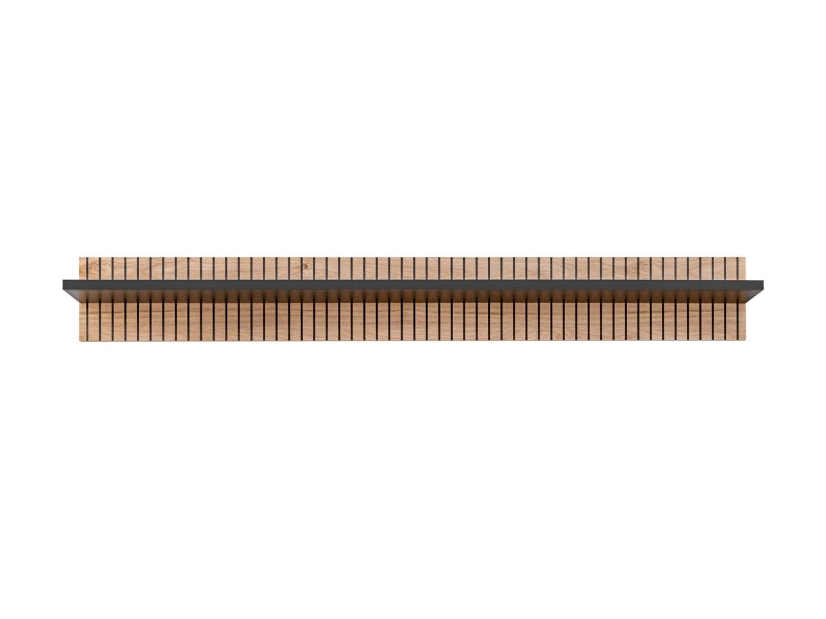 Półka wisząca z dekoracyjnymi pasami Lioren 160 cm Hickory Jackson czarny mat