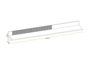 Miniaturka 3 - Półka wisząca z ryflowanym panelem Arlivo 160 cm dąb Ribbeck czarny mat – rysunek z wymiarami