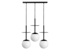 Miniaturka 2 - Potrójna lampa wisząca PLAAT A 3L czarna z kulistymi kloszami
