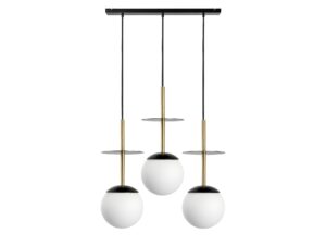 Miniaturka 3 - Potrójna lampa wisząca PLAAT A 3L czarna z mosiężnymi detalami