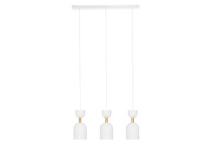 Miniaturka 1 - Potrójna lampa SUPURU 3L biała z mosiężnymi detalami na białym tle
