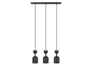 Miniaturka 2 - Czarna potrójna lampa wisząca SUPURU 3L z trzema metalowymi kloszami