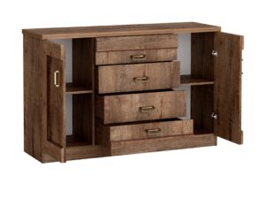 Miniaturka 1 - Komoda Pradella 140 cm, otwarte drzwi szafek i cztery szuflady