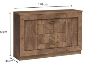 Miniaturka 2 - Komoda Pradella 140 cm Dąb lefkas, wymiary mebla