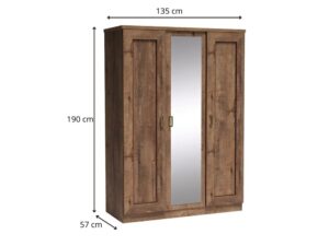 Miniaturka 2 - Szafa Pradella trzydrzwiowa, wymiary 135 na 57 na 190 cm