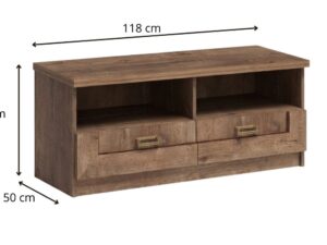 Miniaturka 2 - Szafka RTV Pradella 118 cm, schemat wymiarów obudowy