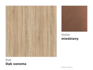 Miniaturka 5 - Próbnik koloru: blat dąb sonoma, stelaż miedziany