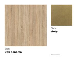Miniaturka 5 - Próbnik koloru: blat dąb sonoma, stelaż złoty
