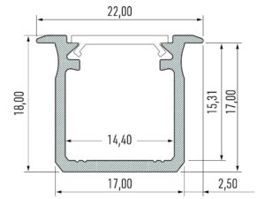 Miniaturka 1 - Profil aluminiowy LED G 200 cm srebrny z mlecznym kloszem na białym tle