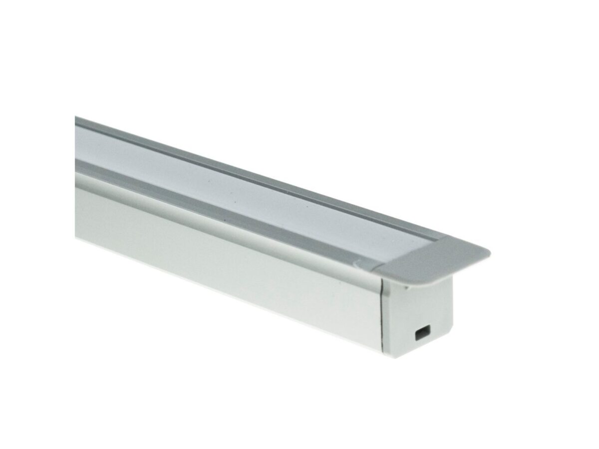 Profil aluminiowy LED wpuszczany 200 cm srebrny z kloszem mlecznym
