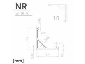 Miniaturka 3 - Narożny profil aluminiowy LED 200 cm – rysunek konstrukcji