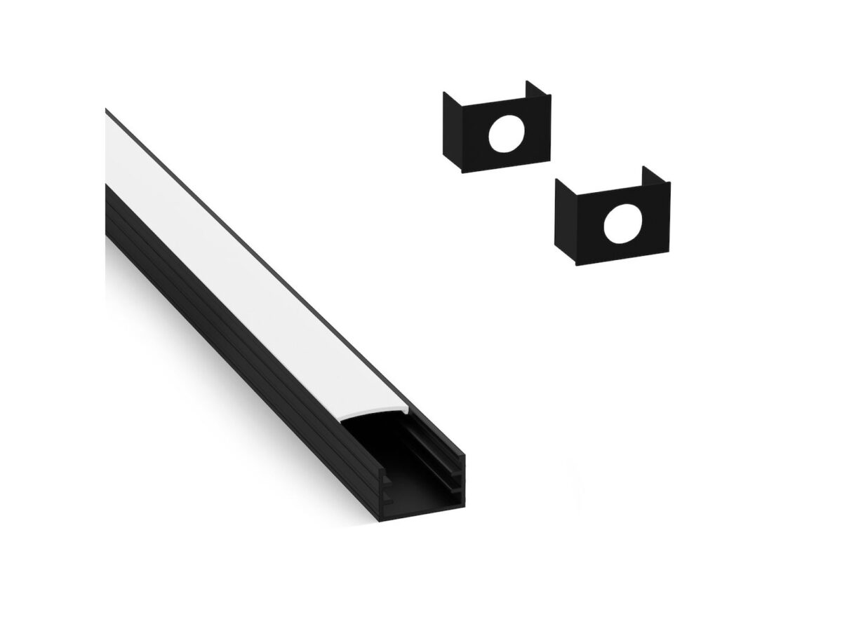 Profil LED natynkowy 16 × 8,7 mm z kloszem mlecznym 2 m – zestaw 20 szt.