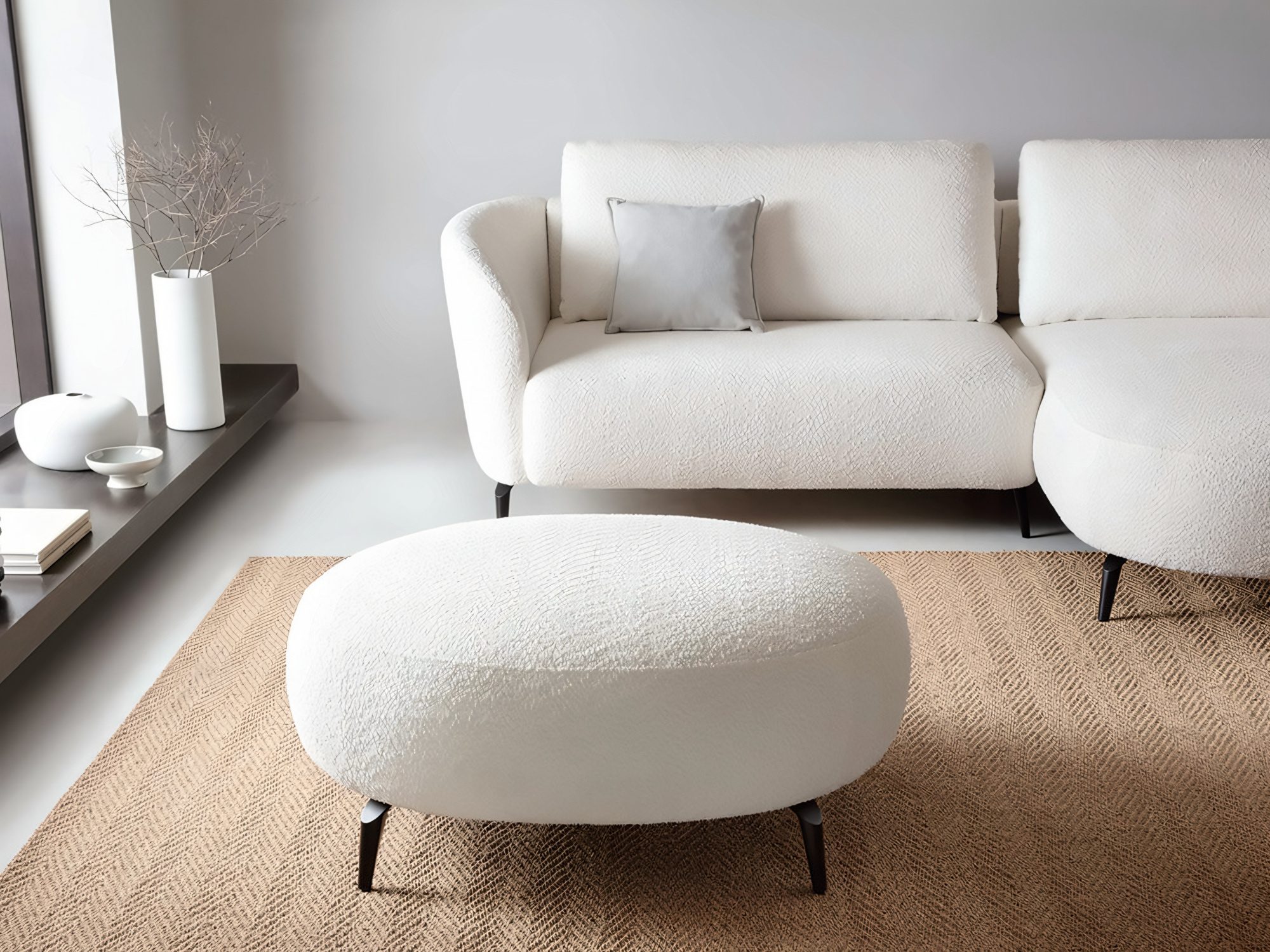 Pufa Amaleo 100 cm w aranżacji salonu