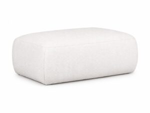 Miniaturka 4 - Pufa tapicerowana Lenvario 113 cm w białej tkaninie bouclé z zaokrąglonymi krawędziami, na białym tle