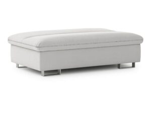 Miniaturka 4 - Pufa tapicerowana Zenvaro 145 cm w białej tkaninie na metalowych nóżkach