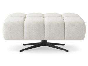 Miniaturka 4 - Kremowa pufa tapicerowana Pravello 129 cm na obrotowej czarnej podstawie, na białym tle