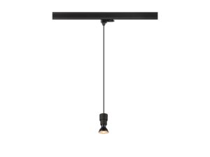 Miniaturka 6 - Puri 2.0 Basic czarna lampa wisząca GU10 na szynie trójfazowej – ujęcie ze światłem