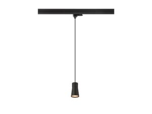 Miniaturka 6 - Puri 2.0 Cone czarna lampa wisząca GU10 do szyny trójfazowej – włączone światło