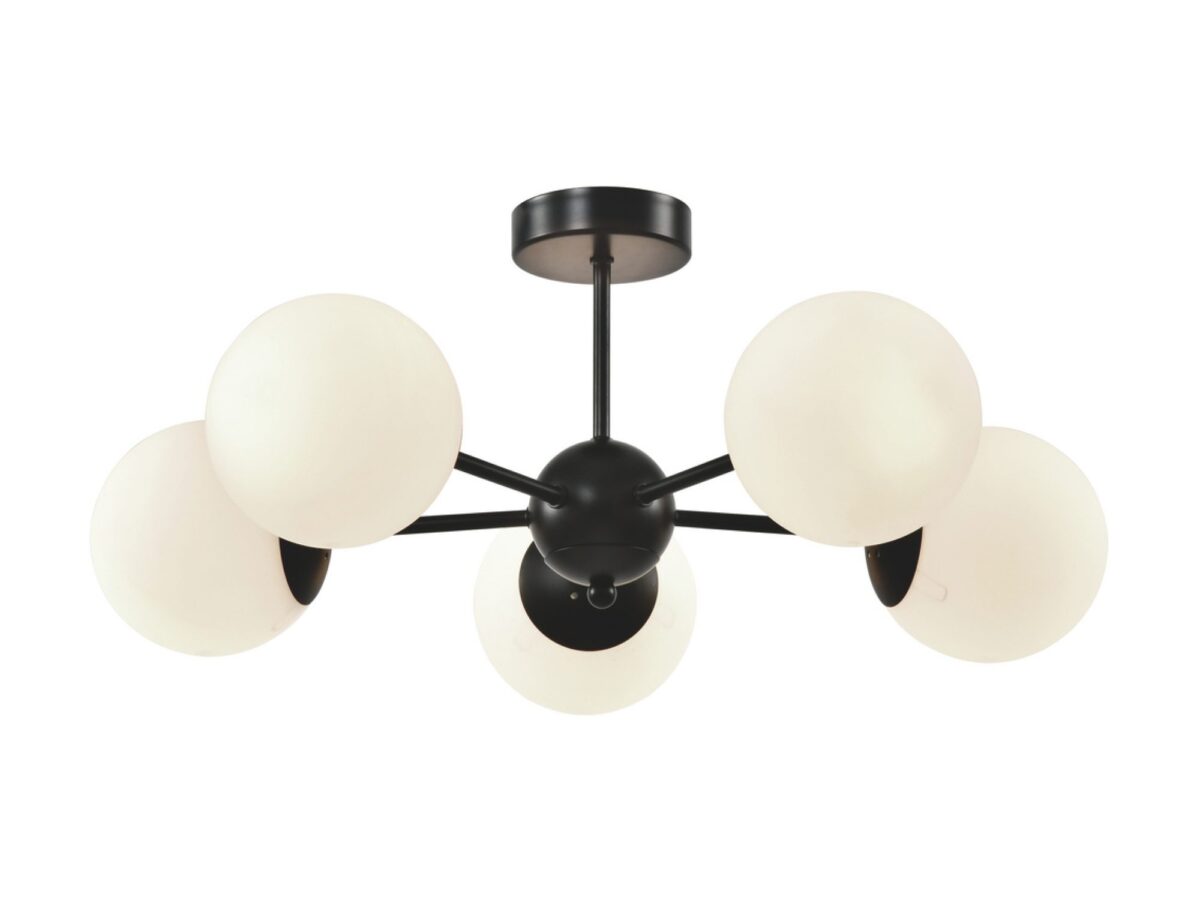 Lampa wisząca Ralamio czarna 5 białych kloszy E14