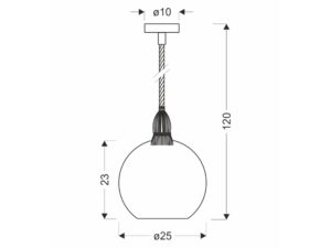 Miniaturka 3 - Lampa wisząca Ralasena rysunek wymiarów 120 na 25 cm