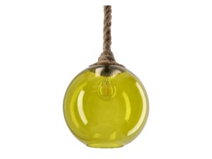 Miniaturka 2 - Lampa wisząca Ralasena z zielonym szklanym kloszem z bliska
