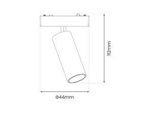 Miniaturka 5 - Rysunek wymiarowy reflektora magnetycznego LED o wysokości 112 mm