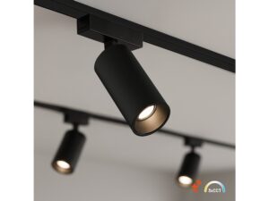 Miniaturka 2 - Czarny reflektor magnetyczny LED zamontowany na szynie sufitowej