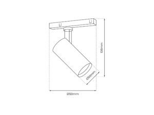 Miniaturka 5 - Rysunek wymiarowy reflektora magnetycznego z głowicą cylindryczną i wysokością 136 mm