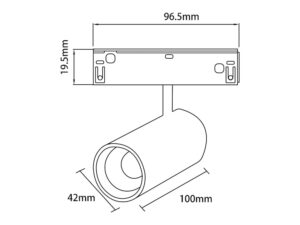 Miniaturka 5 - Rysunek wymiarowy reflektora tubowego Ø42 mm i długości 100 mm