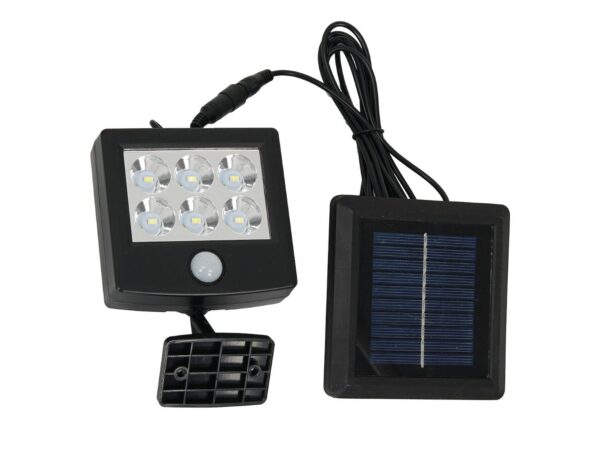 Reflektor solarny LED 200 lm czarny – lampa i oddzielny panel w komplecie
