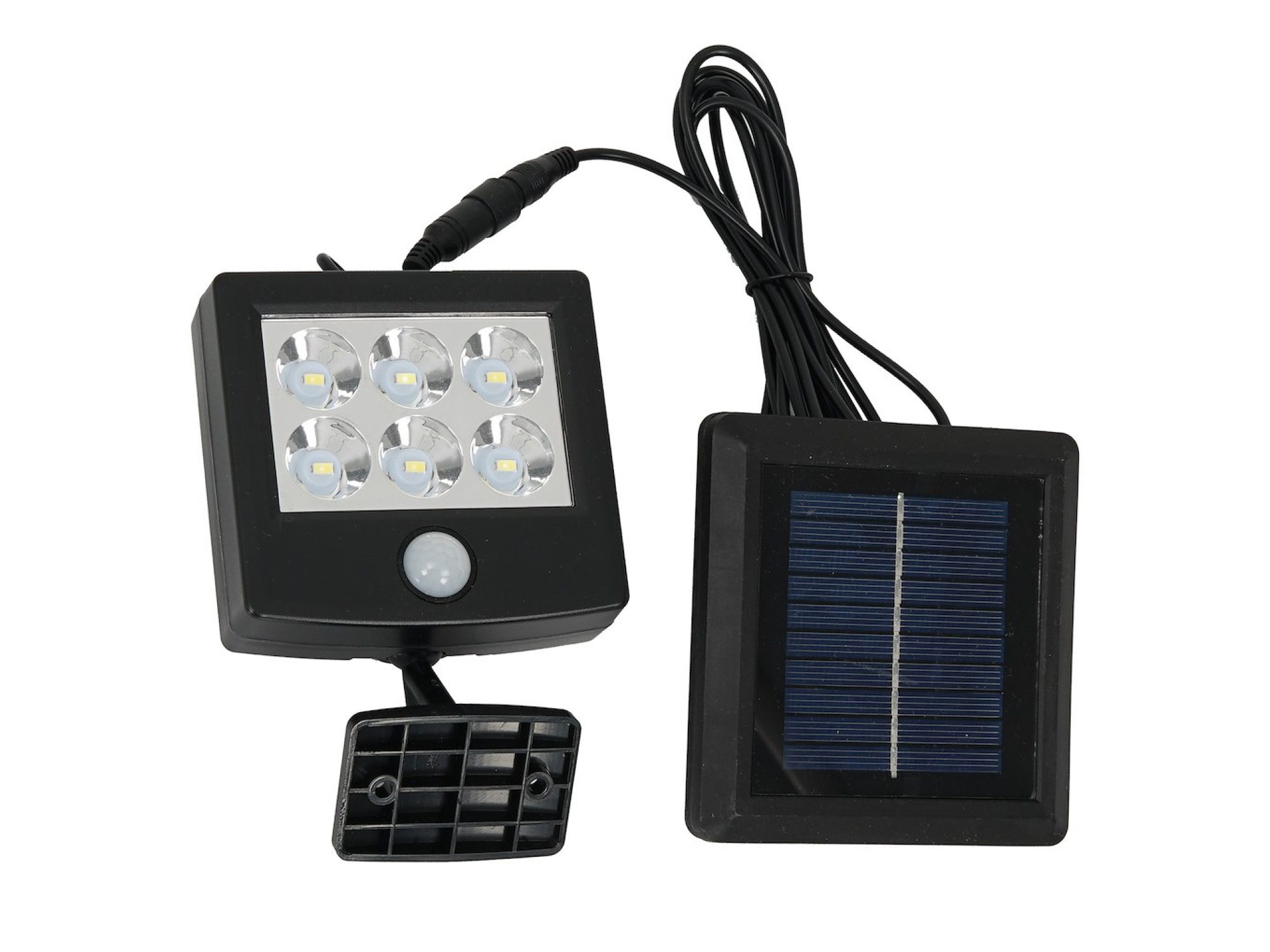 Reflektor solarny 200 lm z oddzielnym panelem – cały zestaw na białym tle