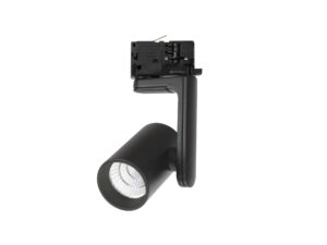 Miniaturka 1 - Czarny reflektor szynowy LED 10 W z adapterem 3-obwodowym na białym tle