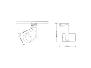 Miniaturka 7 - Rysunek wymiarów reflektora szynowego LED 10 W