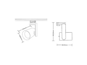 Miniaturka 8 - Reflektor szynowy 30 W – rysunek średnicy 90 mm i wysokości 210 mm