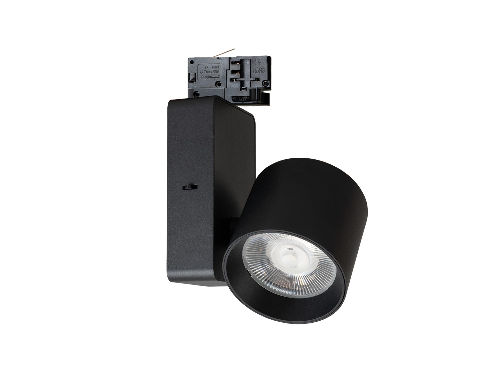 Czarny reflektor szynowy LED 35 W z adapterem 3-obwodowym