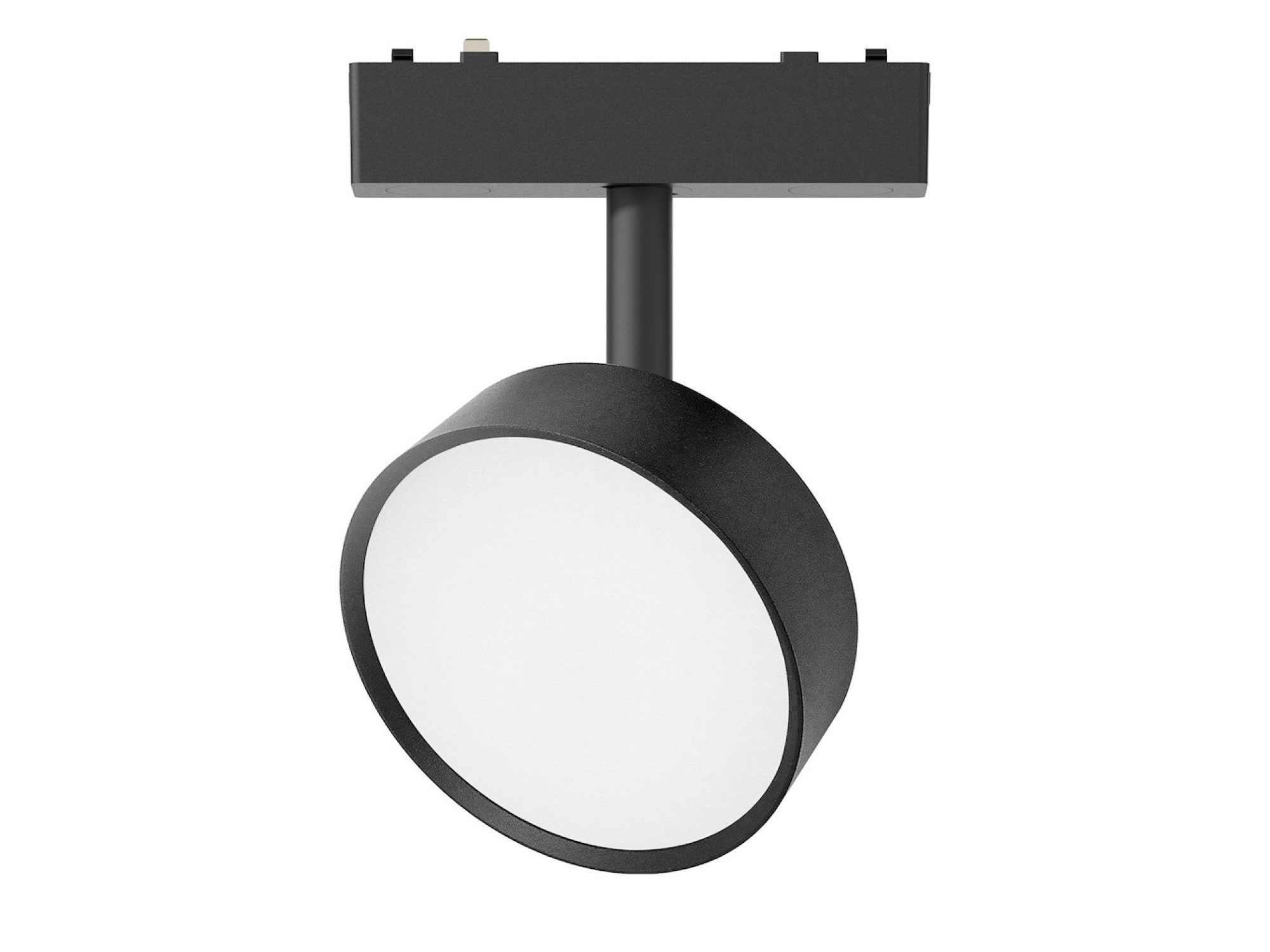 Czarny okrągły reflektor 9 W do szyny magnetycznej 48 V, packshot