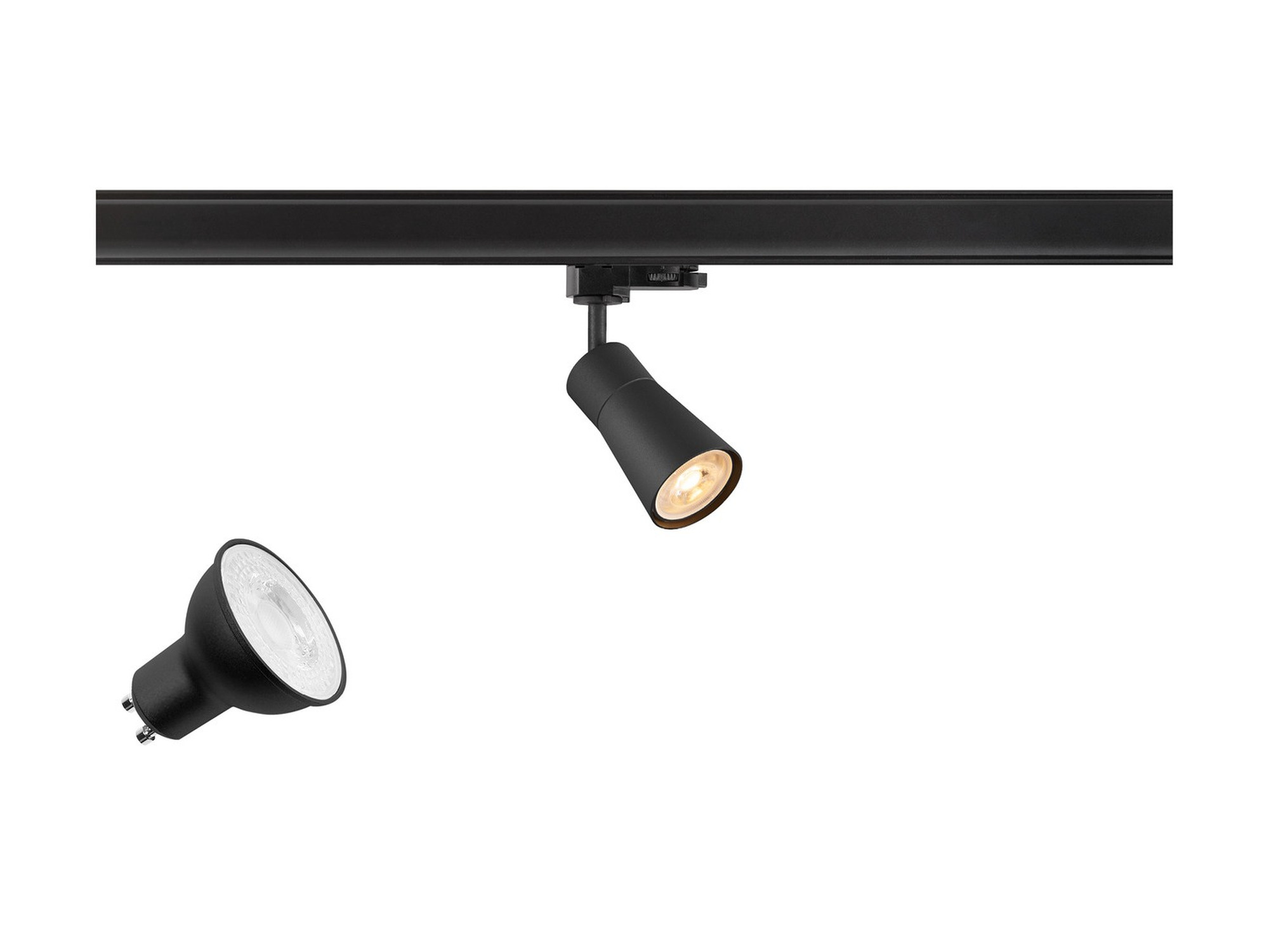 Czarny reflektor Puri 2.0 Cone GU10 2700 K w zestawie