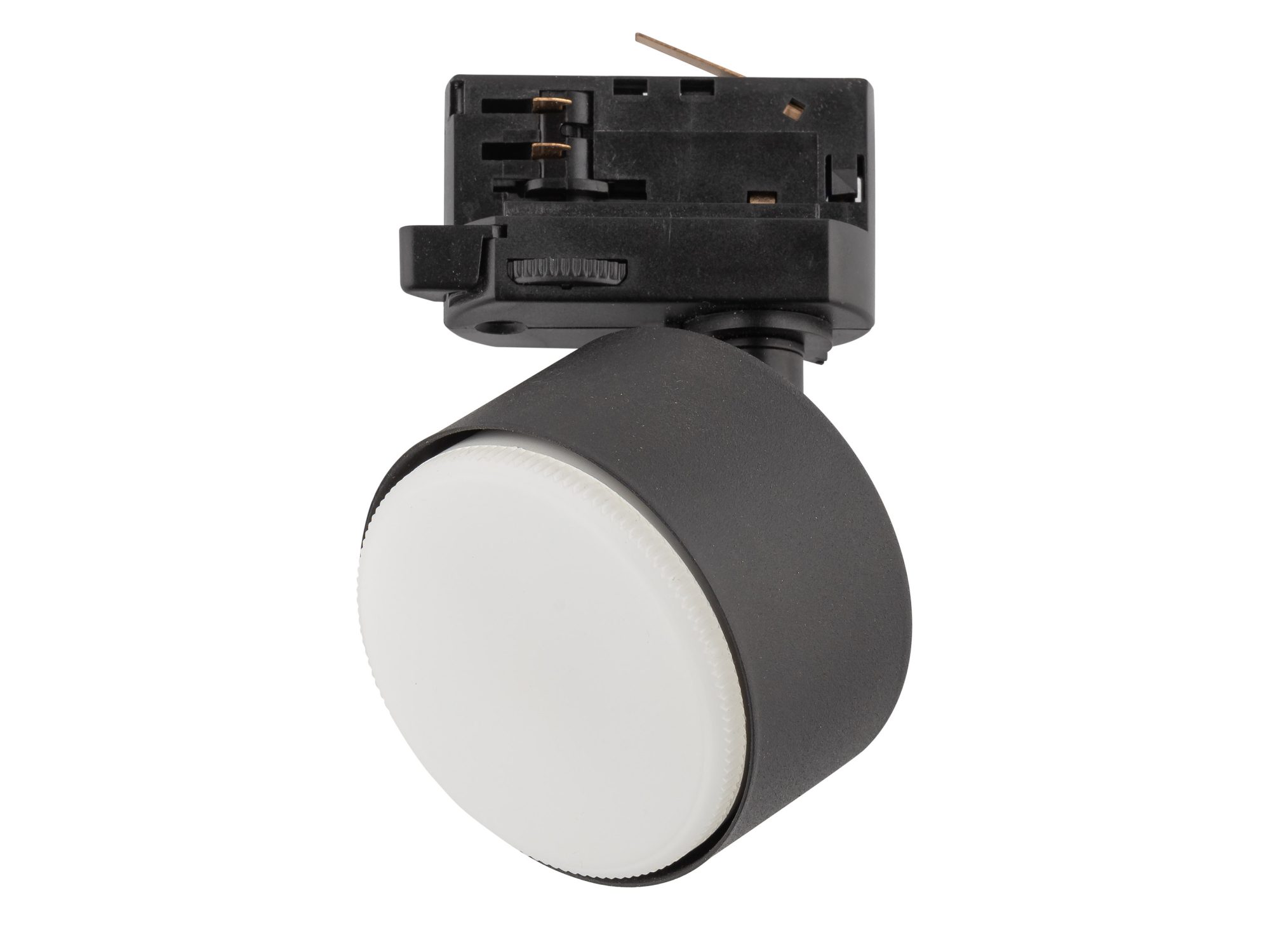 Reflektor szynowy Tracer trójobwodowy GX53 czarny, okrągły korpus i adapter szynowy
