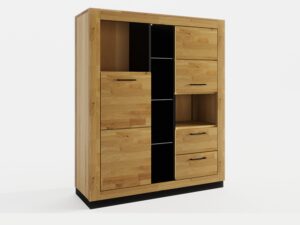 Miniaturka 1 - Regał dębowy Renvano 146 cm dąb i czarny