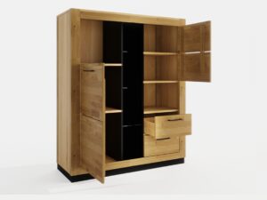 Miniaturka 2 - Regał dębowy Renvano 146 cm dąb i czarny – zdjęcie 2