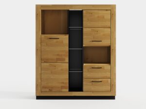 Miniaturka 3 - Regał dębowy Renvano 146 cm dąb i czarny – zdjęcie 3
