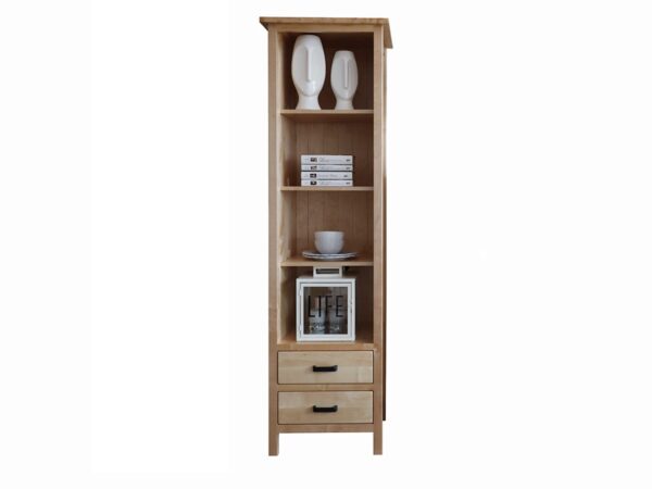 Regał drewniany słupek MENDOZ 59 cm – front i dwie szuflady