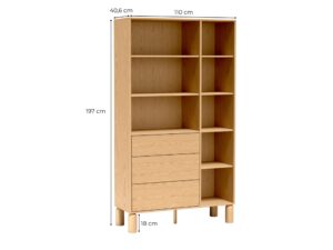 Miniaturka 3 - Regał Dunvelo 110 × 40,6 × 197 cm – rysunek wymiarowy