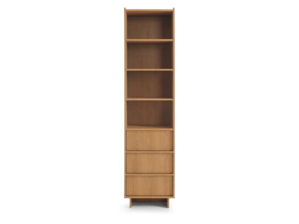 Regał Hanami 50 cm z otwartymi półkami i trzema szufladami – front